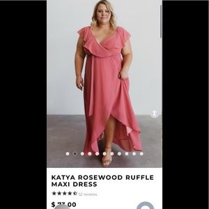 XXL Katya Rosewood ruffle Maxi dress